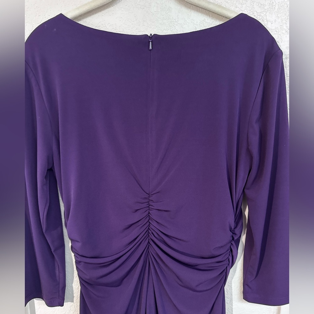 AB Studio Purple Long Sleeve Ruched Dress - Picture 6 of 6